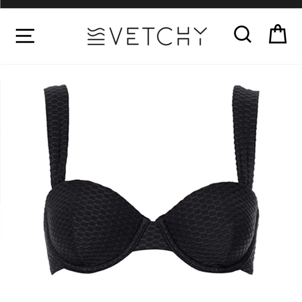 HAMPTONS BIKINI BLACK Top Only sz M